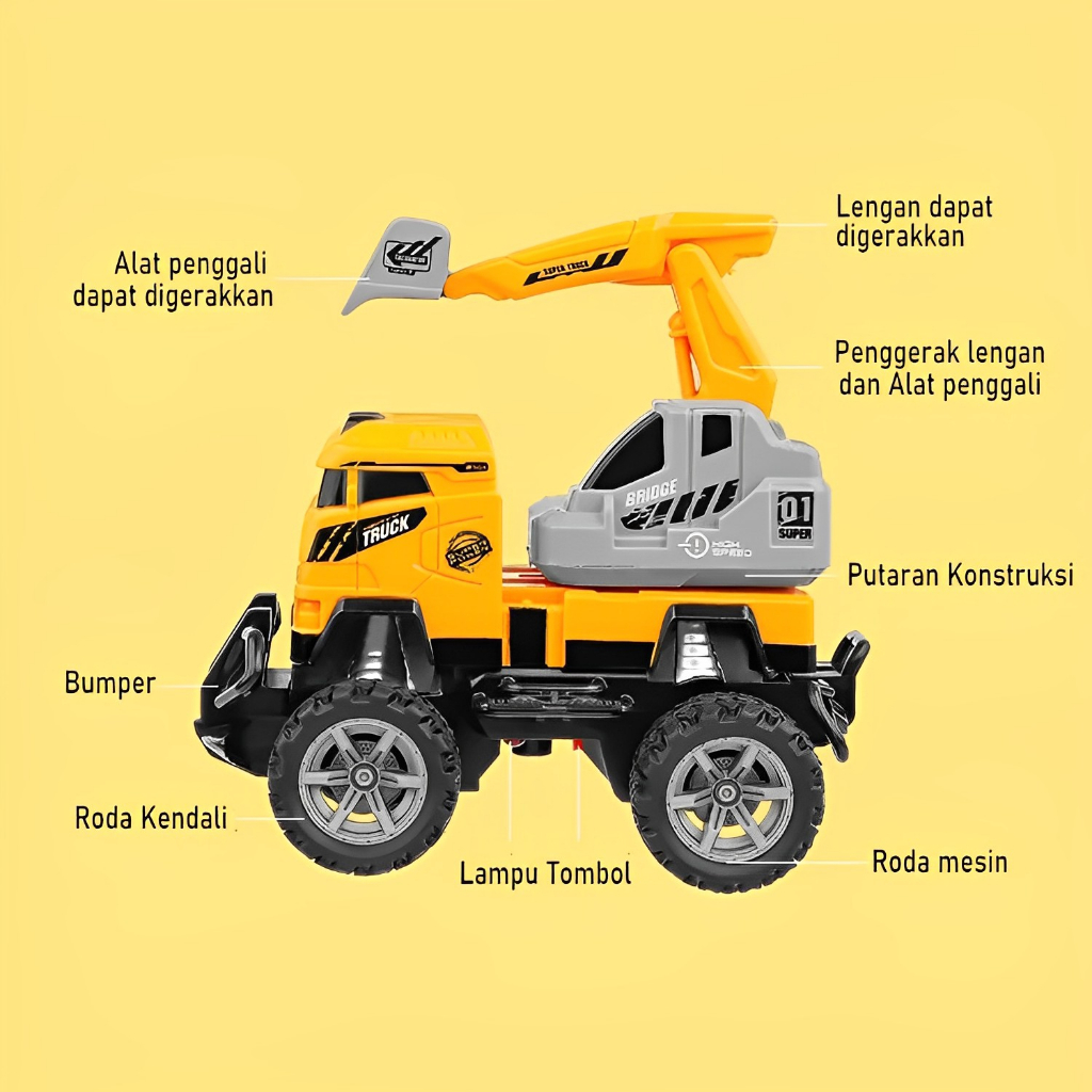 RC Truck Off Road Vehicle Excavator &amp; Lifting Crane | Mainan Mobil Mobilan Anak Laki Laki Terbaru 2023