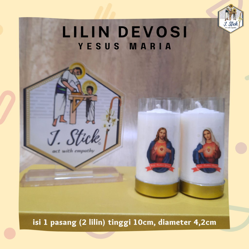 LILIN DOA, Hati Kudus YESUS &amp; MARIA, Sepasang ( 2buah), 10 cm