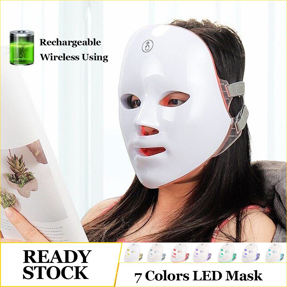 Masker LED PDT Light 7 Warna Led Mask Photon Therapy Alat Perawatan Wajah Penggunaan Pengisian Daya