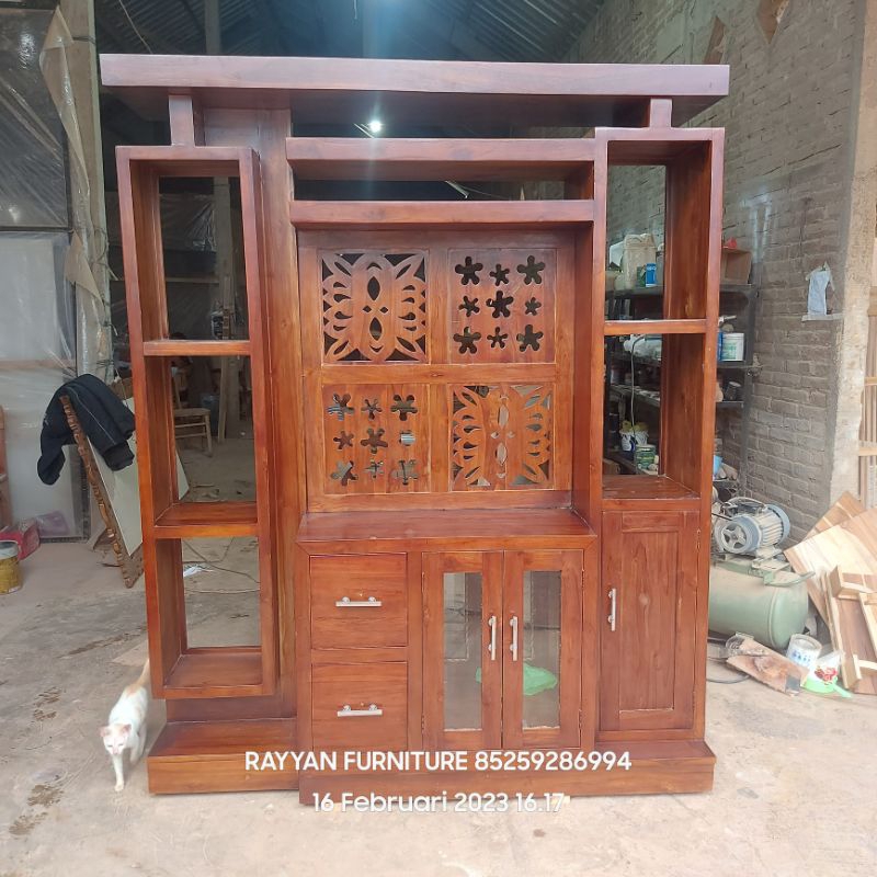 penyekat ruangan/partisi bahan kayu jati 2 muka ukuran 180cm