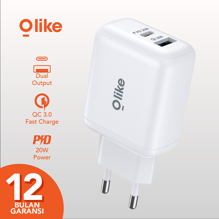 Olike C401 USB-C + USB-A Charger Adapter 20W PD QC3.0 Fast Charging