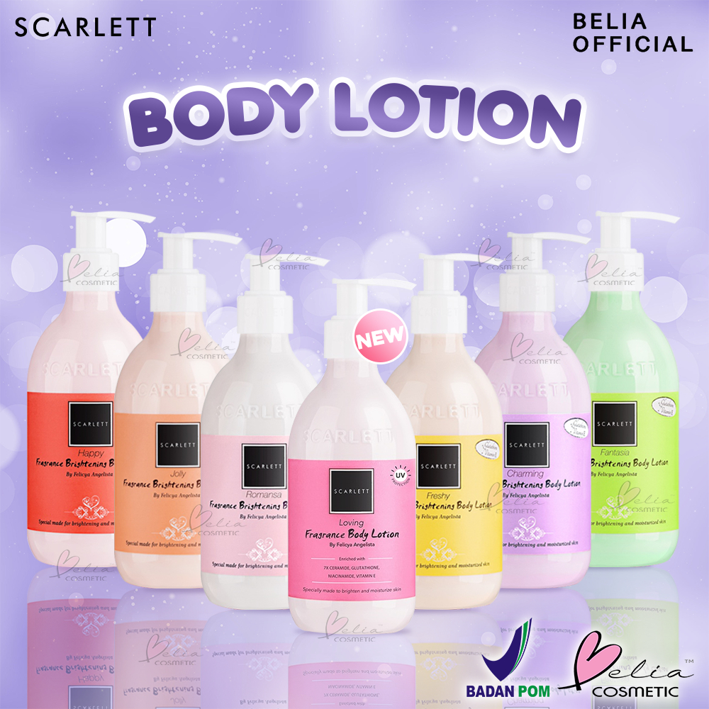 ❤ BELIA ❤ SCARLETT Whitening Body Lotion Series 300ml | Pelembap Tubuh | Lotion Anti Kulit Kering | BPOM