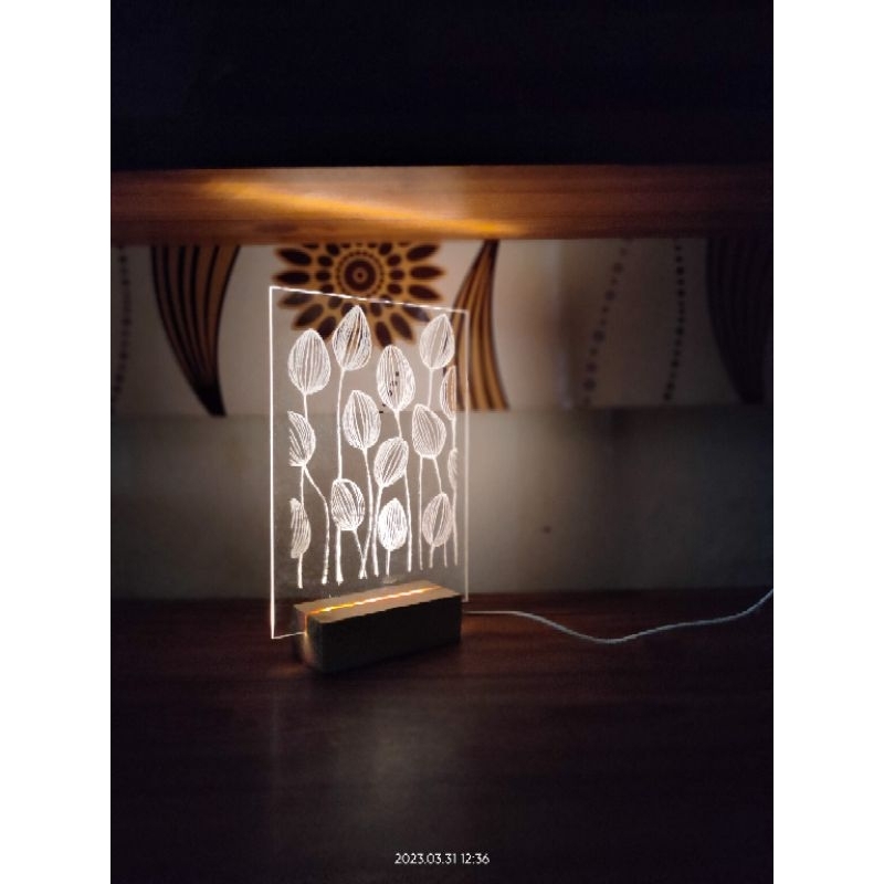 Lampu tidur LED akrilik costum siluet 3D