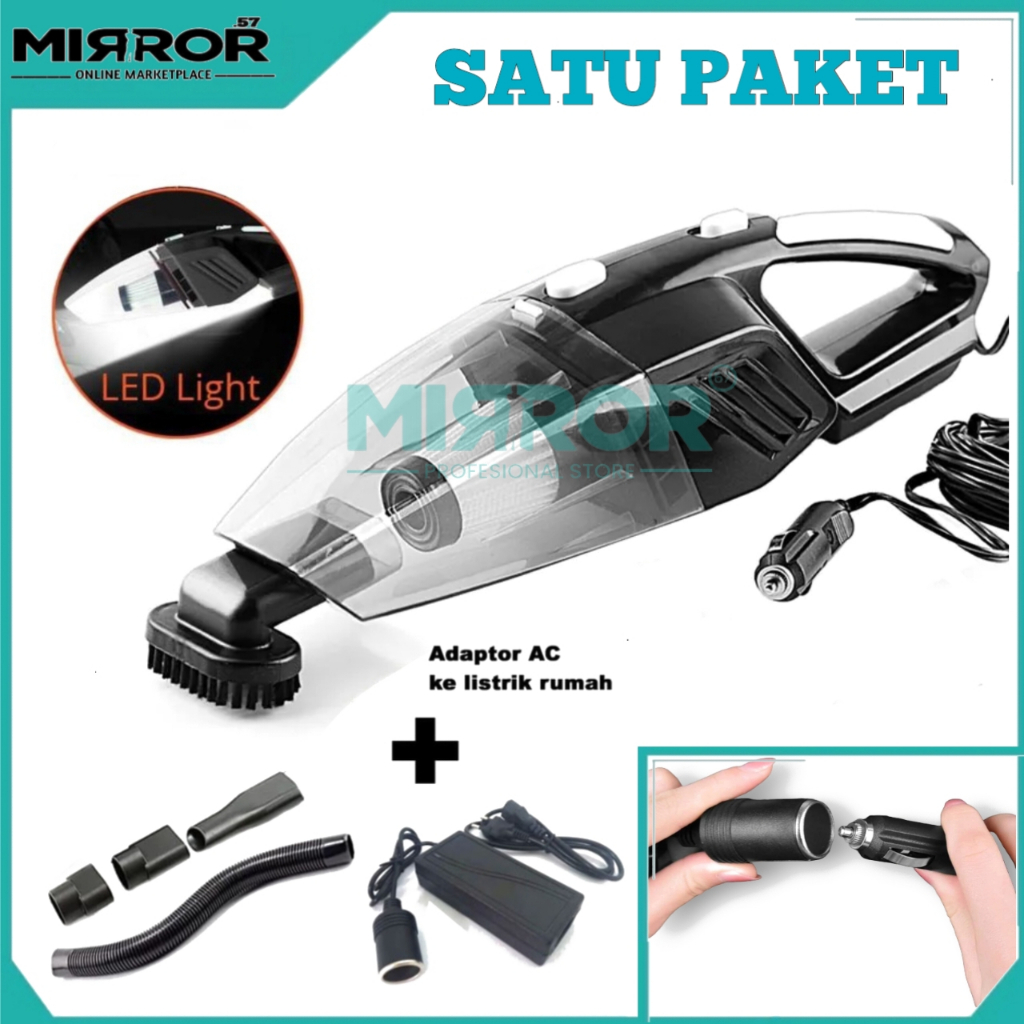 (PAKET VACUUM) Vacuum Cleaner Penyedot Debu Mobi Portable 120W + LED Light Cable 5m