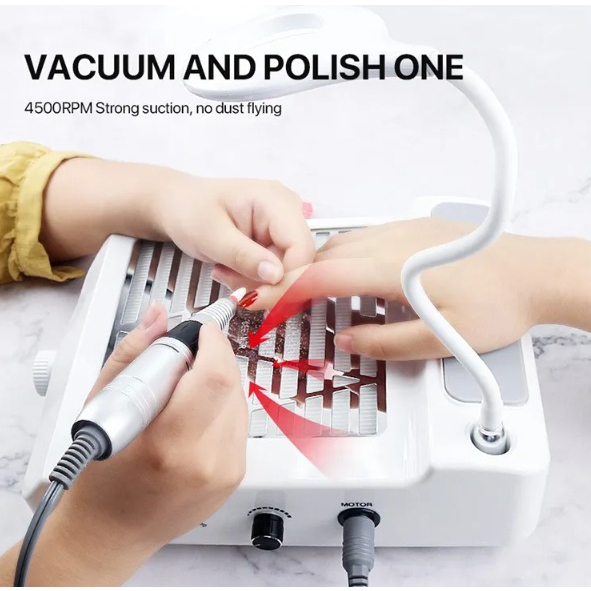 Nail Dust Collector 4in1 Adjustable Speed 80W Fan Vacuum Cleaner Manicure Machine Tools with Filter Strong Power   for Nail Salon penyedot debu bekas kuku manicure alat drill nail airt