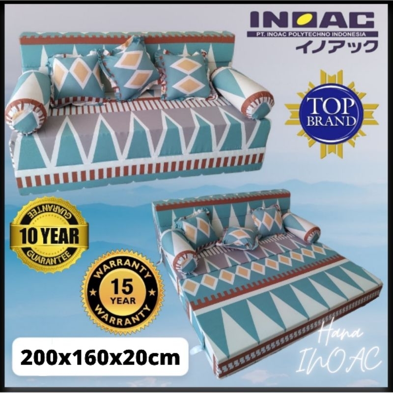 Sofabed INOAC uk 160x200x20cm 3in1 Multifungsi Garansi Anti Kempes 10-15 Tahun