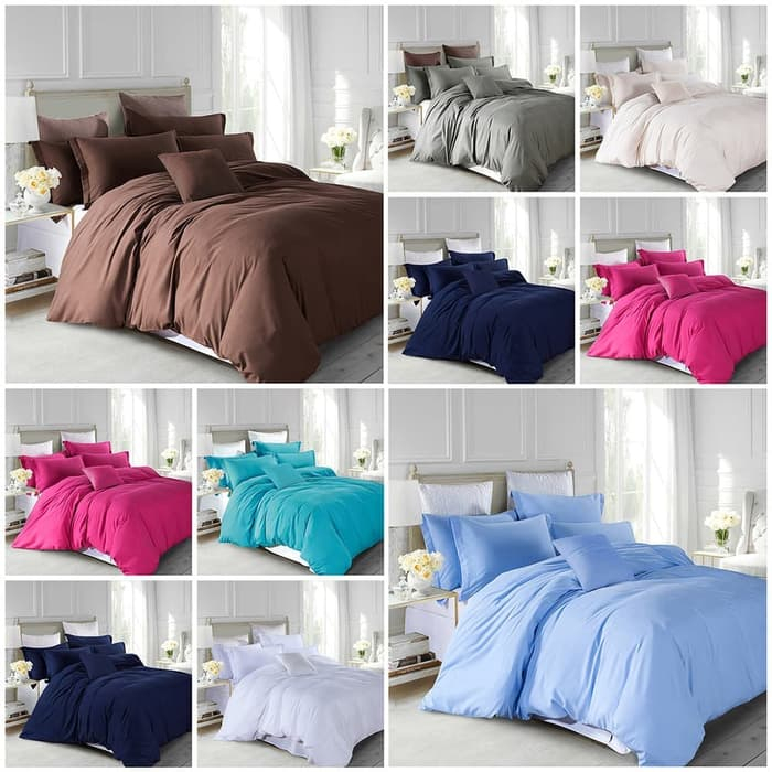 Bedcover Set Katun Polos Aneka Warna | Bedcover Cowok Cewek Katun Polos | Bed Cover Set Adem Murah