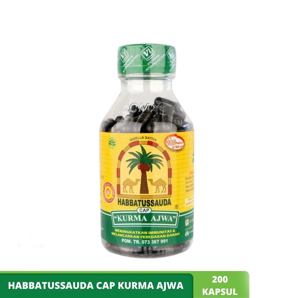 

HABBATUSSAUDA CAP KURMA AJWA 210 KAPSUL / SERBUK JINTAN HITAM exp 09/2025