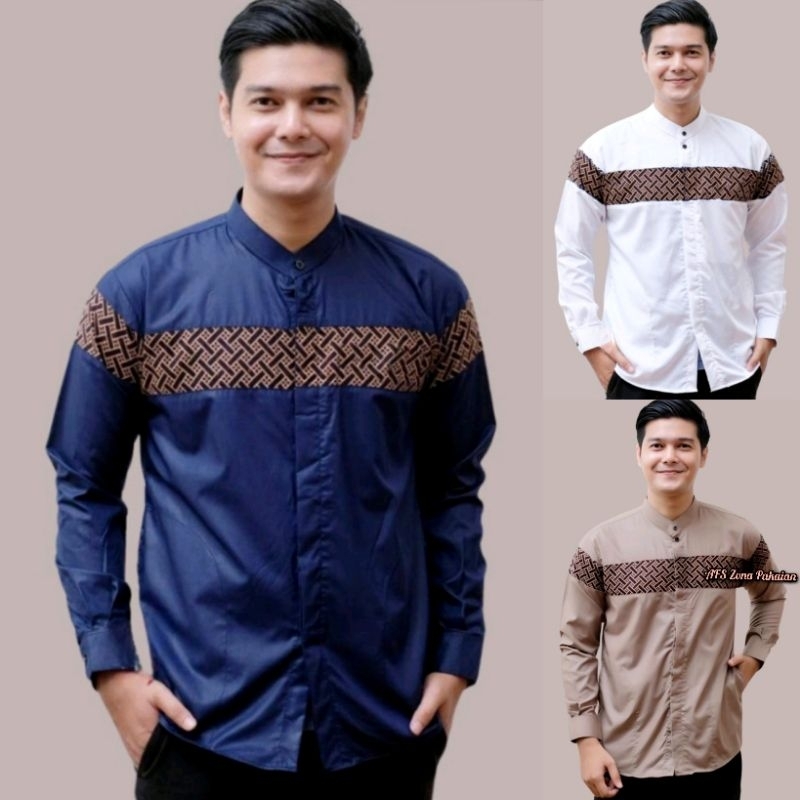 Kemeja Koko Kurta Kobata Size M L XL XXL PREMIUM Katun Toyobo Lokal Baju Muslim Pria Bordil Lengan Panjang