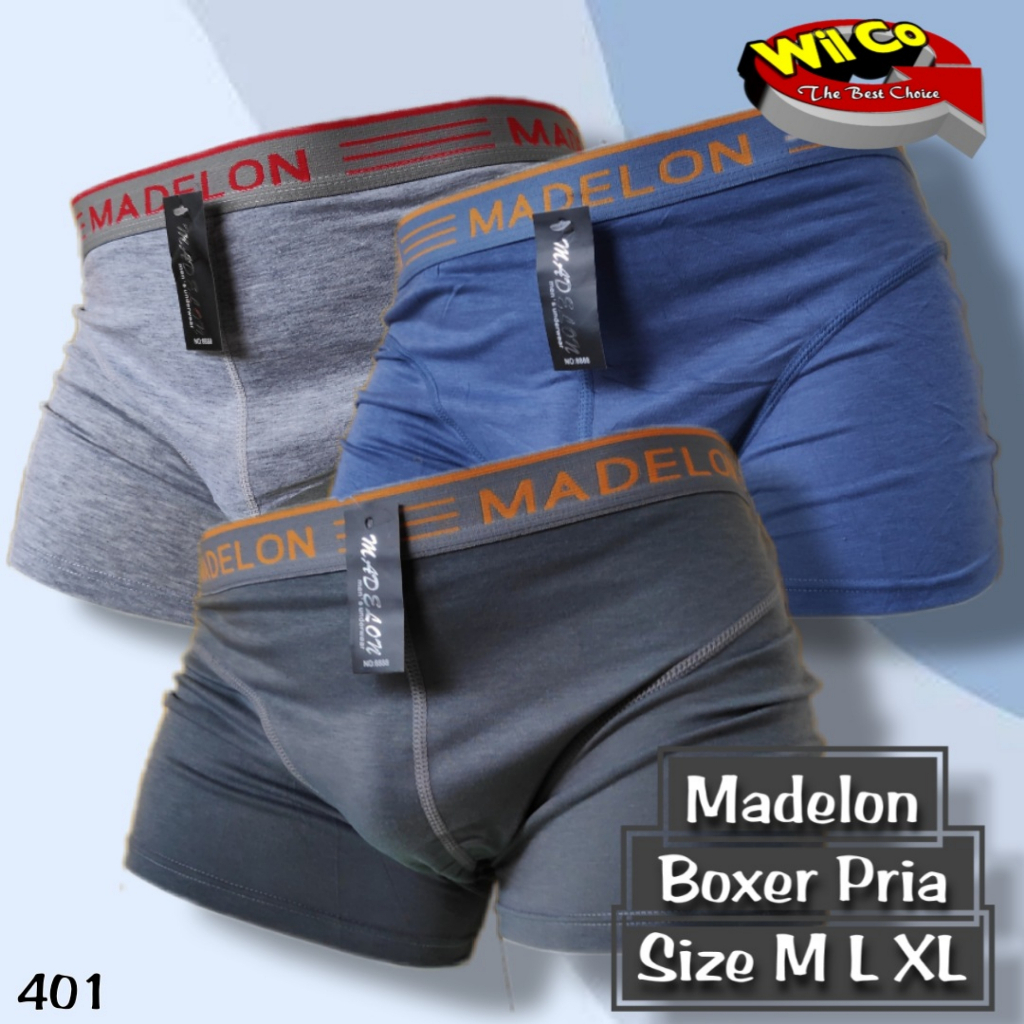 K401 - (Harga Per 1 Potong) CELANA DALAM PRIA [BOXER] BRAN MADELON SIZE M - XL