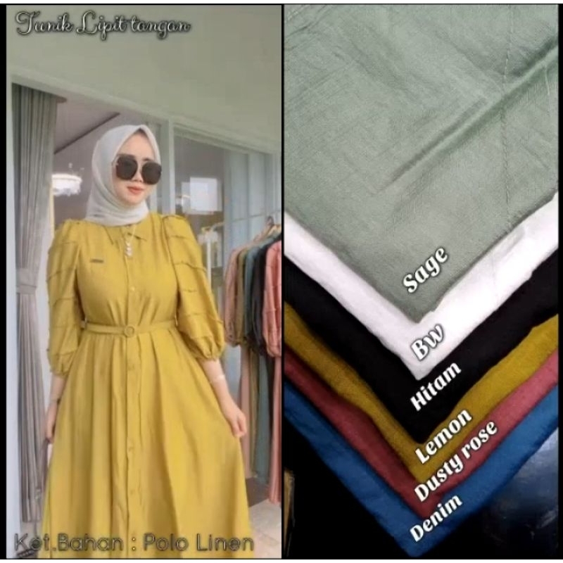 Dress Tunik Polos Naina Bahan Polo Linen Premium | Tunik Polos Full Kancing