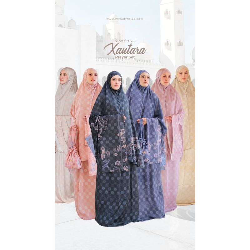 Mylady MUKENA XANTARA | PRAYER ROBE BAHAN SILKY GLOW FREE POUCH & SAJADAH