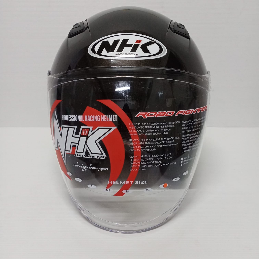 NHK HELM R1 ELITE SOLID GUNMETAL SINGLE VISOR HALF FACE NHK ELITE