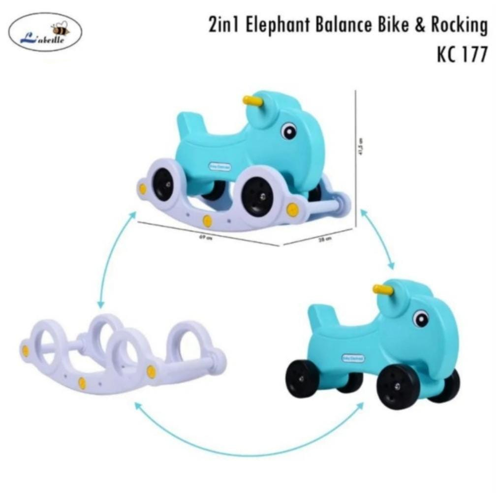 Labeille KC177 Baby Elephant Balance Bike Rocking - Ride On Sepeda Anak