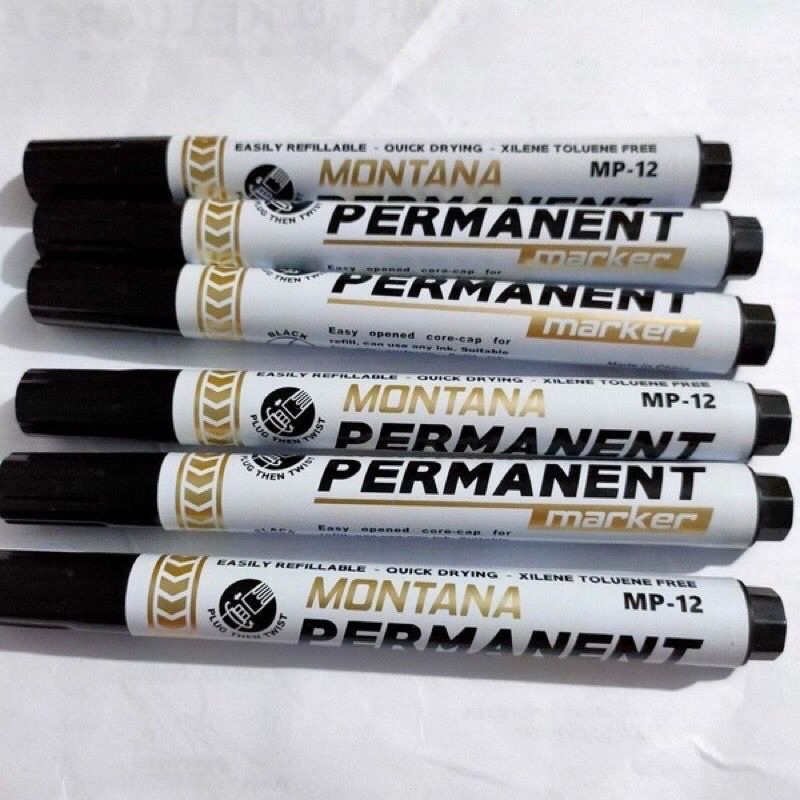 Spidol Permanent Montana Mp12 Hitam  black/Spidol Marker Merk Montana Black Hitam