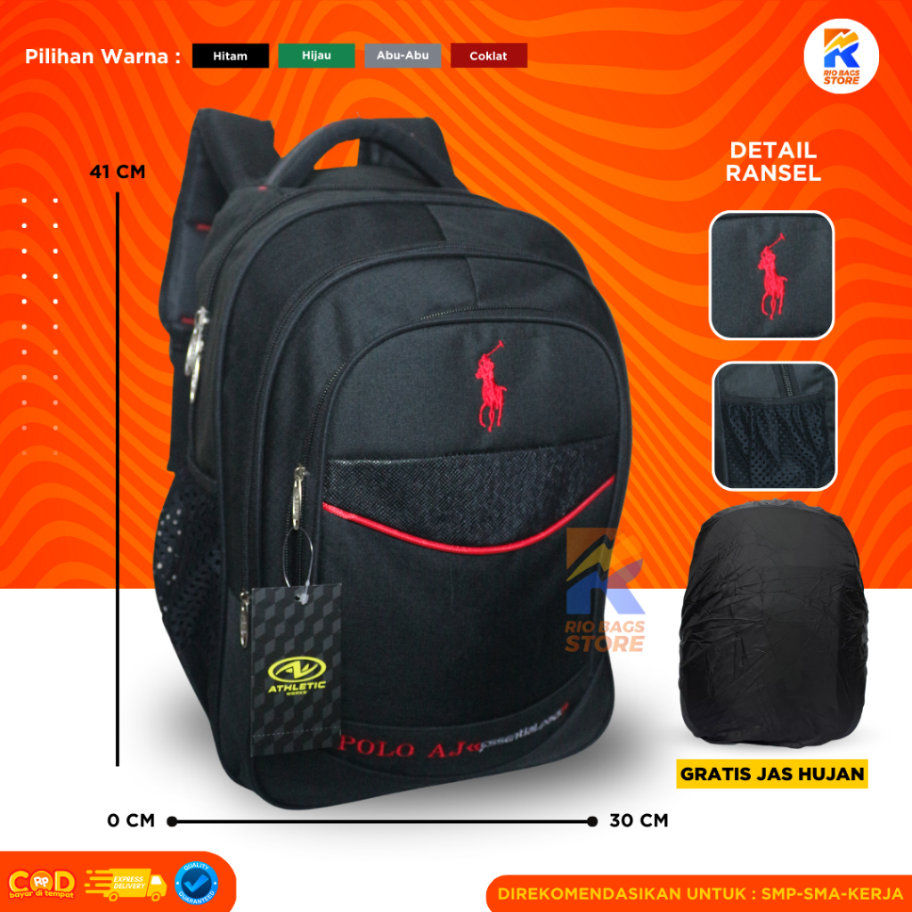 Tas Sekolah Polo AJ / Tas Kerja Polo /Tas Laptop Sekolah Unisex