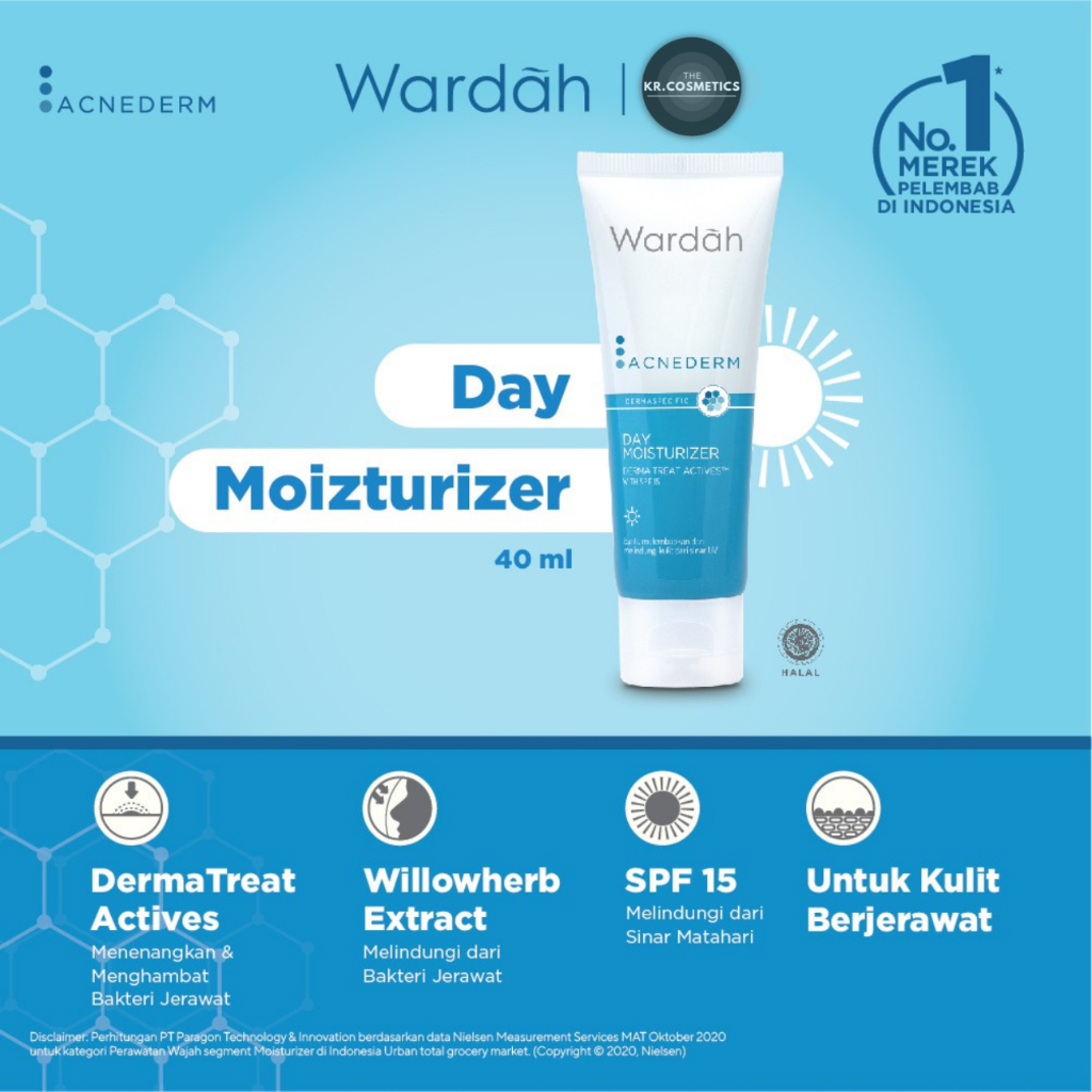 Wardah Acnederm Day Moisturizer 40ml perawatan jerawat