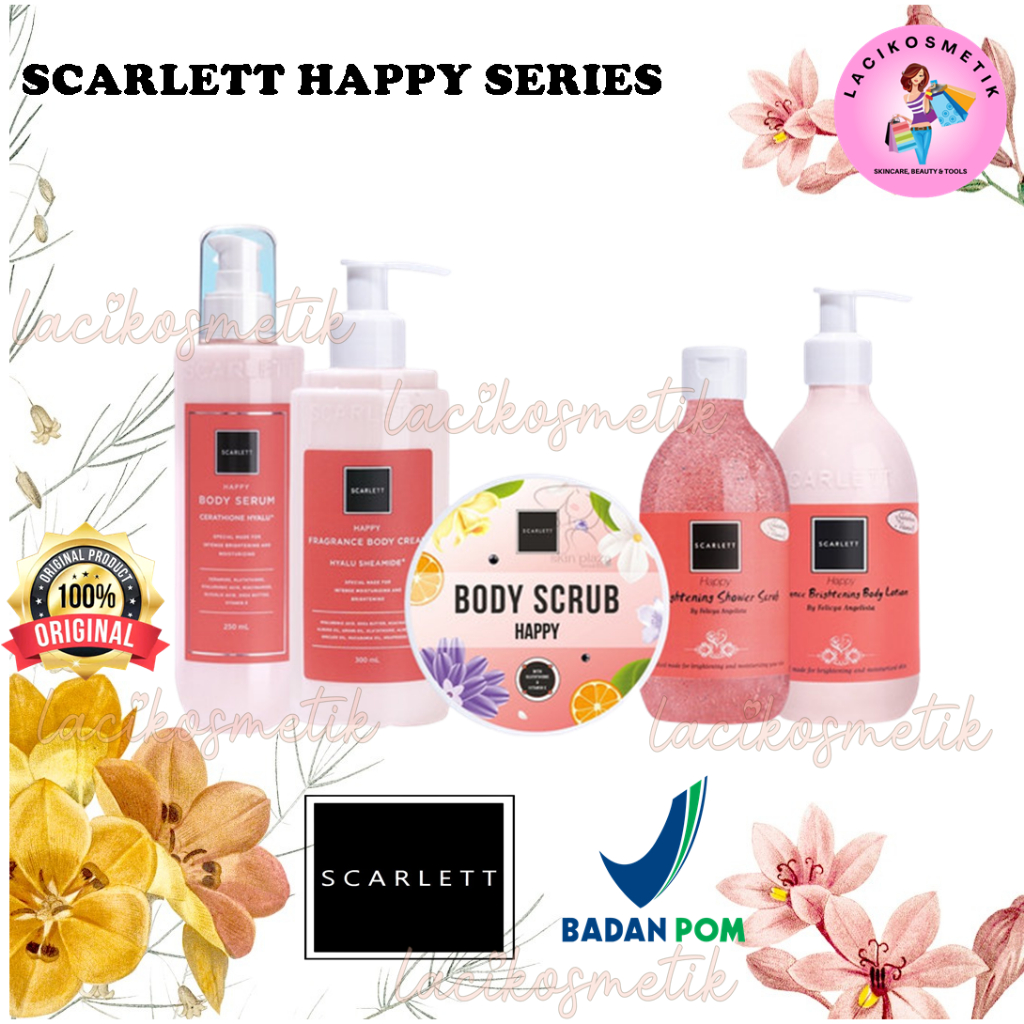 ✨LACIKOSME✨SCARLETT WHITENING HAPPY SERIES - HAPPY BODY CARE BPOM ORIGINAL