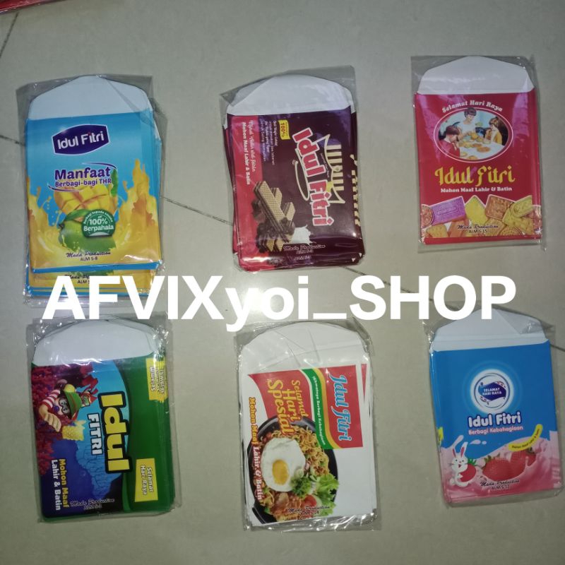 

amplop lebaran ukuran medium motif aneka Snack isi 100 pcs