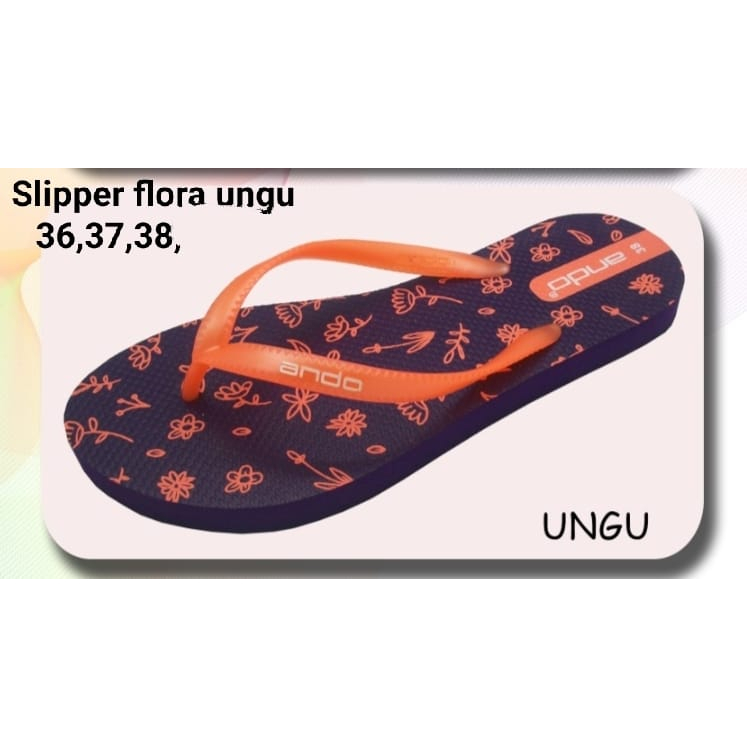 SANDAL ANDO TALI JAPIT WANITA SLIPPER FLORA UNGU