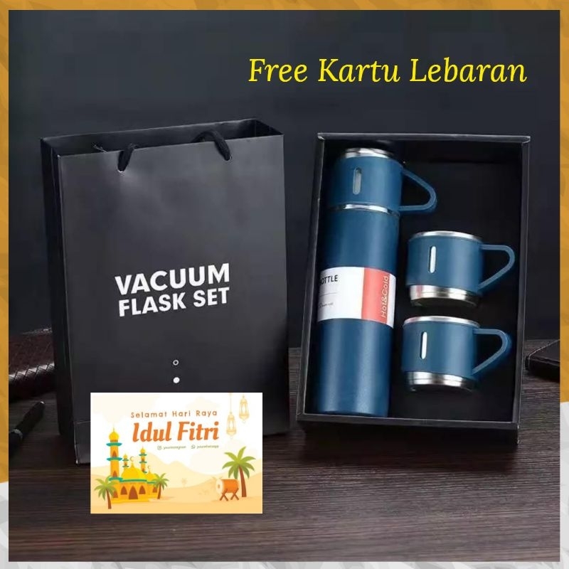 CUSTOM LOGO GIFT BOX Termos Vacuum Awet Panas dingin Flash gift set hampers Ide Kado 500ml souvenir thermos thumbler botol Waisul icung perusahaan