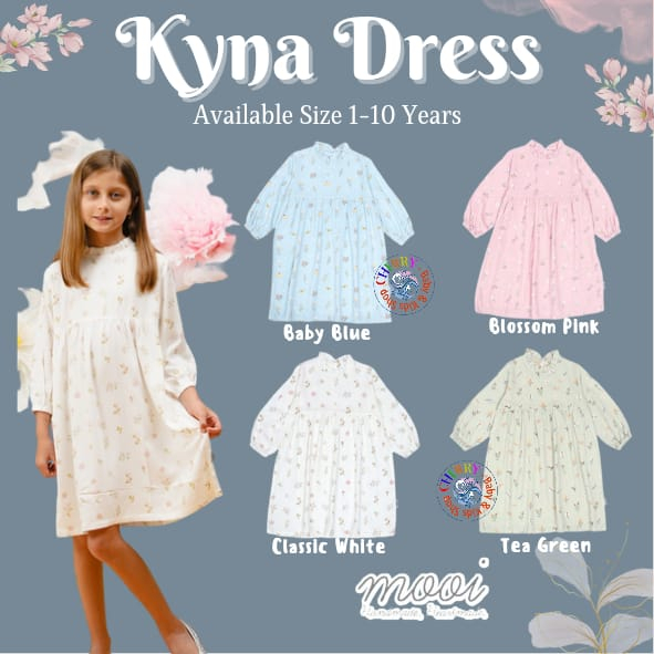 Mooi 1-10 Tahun PREMIUM Quality Kyna La Fleur Dress Ruffle Bunga Anak Perempuan / Tunik Lebaran / Raya CBKS