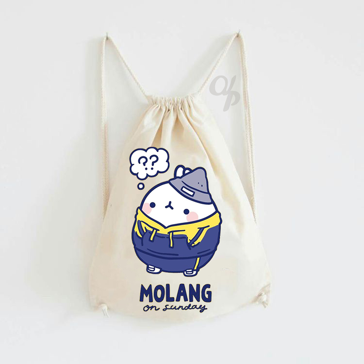 TAS SERUT KANVAS MOTIF Molang UNISEX Batch 5 DRAWSTRING BAG