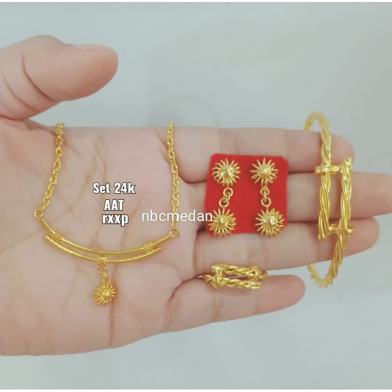 Set kalung bambu replika emas 24 k