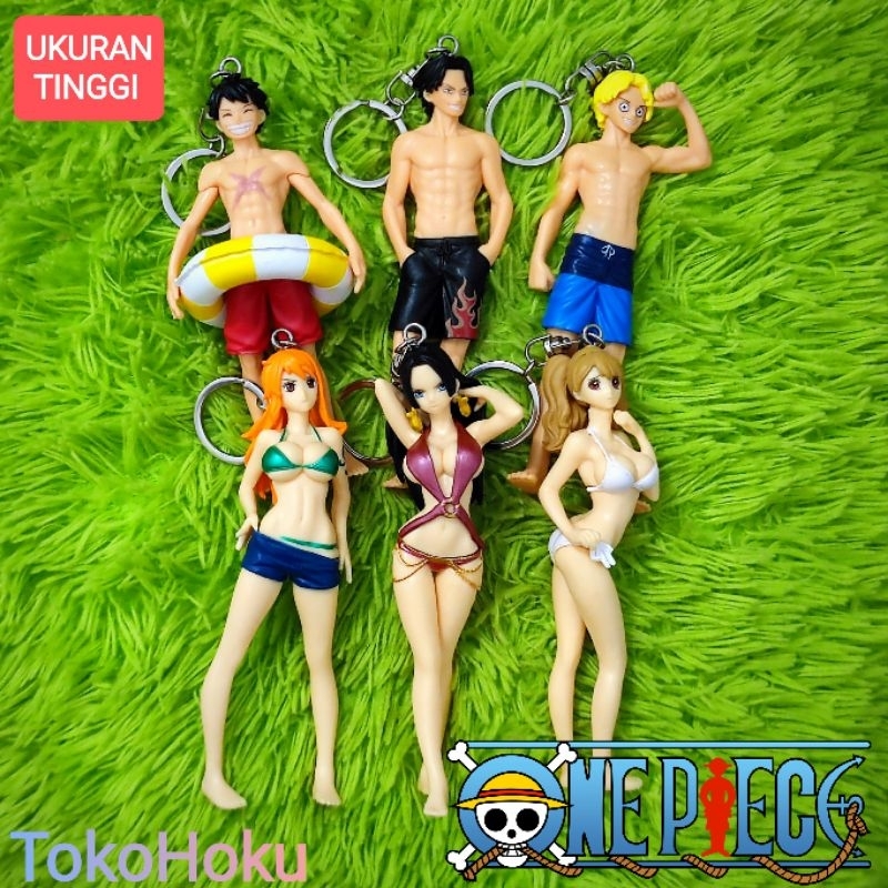 Gantungan Kunci One Piece Pantai Bikini Action Figure Anime Keychain