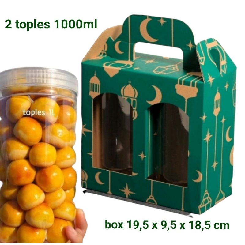 PAPER BOX UNTUK 2PCS TOPLES 1000ML - paper box lebaran - paper bag - box kue - bpx hampers idul fitr