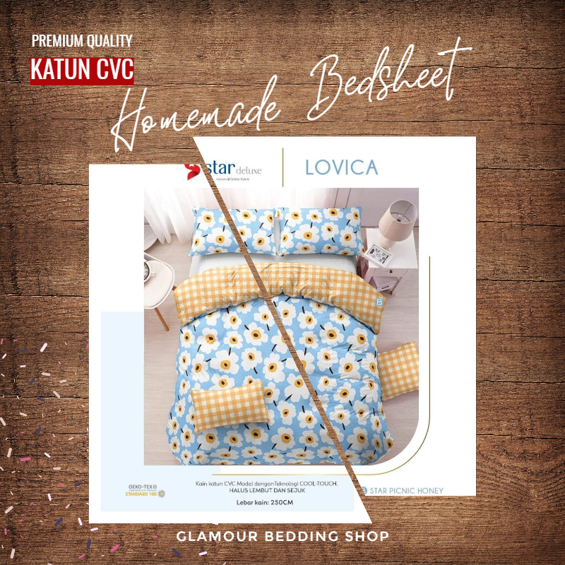 Sprei KING 200x180 Kain Katun CVC Katun Lokal Homemade Sprei Motif By STAR Deluxe