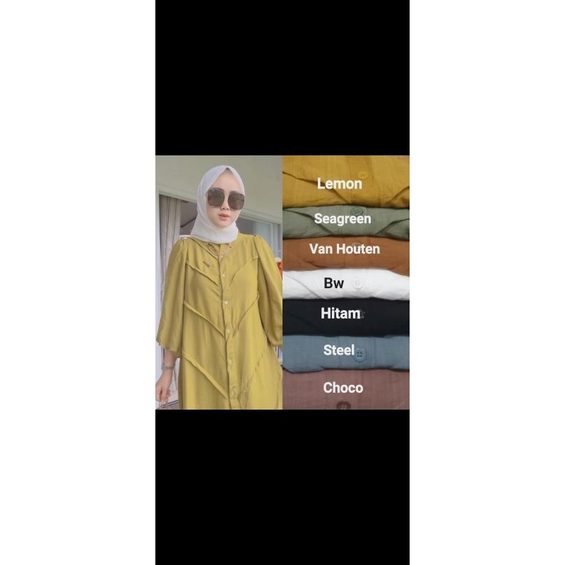 tunic kemeja raina list badan polo linen premium LD 110-114