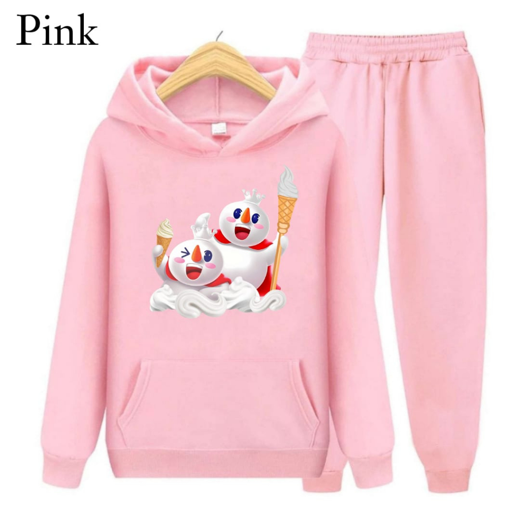 Hzl_outfit Setelan Hoodie Sweater Anak Cewek Cowok Mixue Sundae