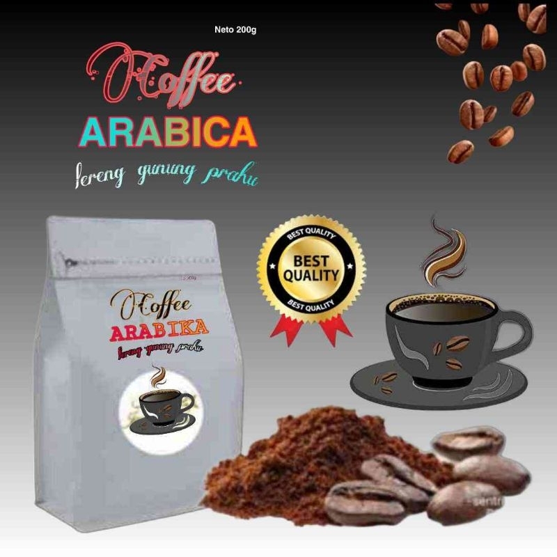 

KOPI ARABICA BUBUK HALUS Alami kemasan 200.gram