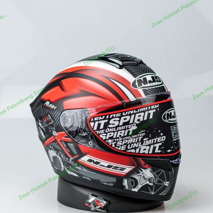 HELM MOTOR NJS ZX-1 RUSH MATT BLACK RED FULLFACE SNI ORI DOFF HD/M