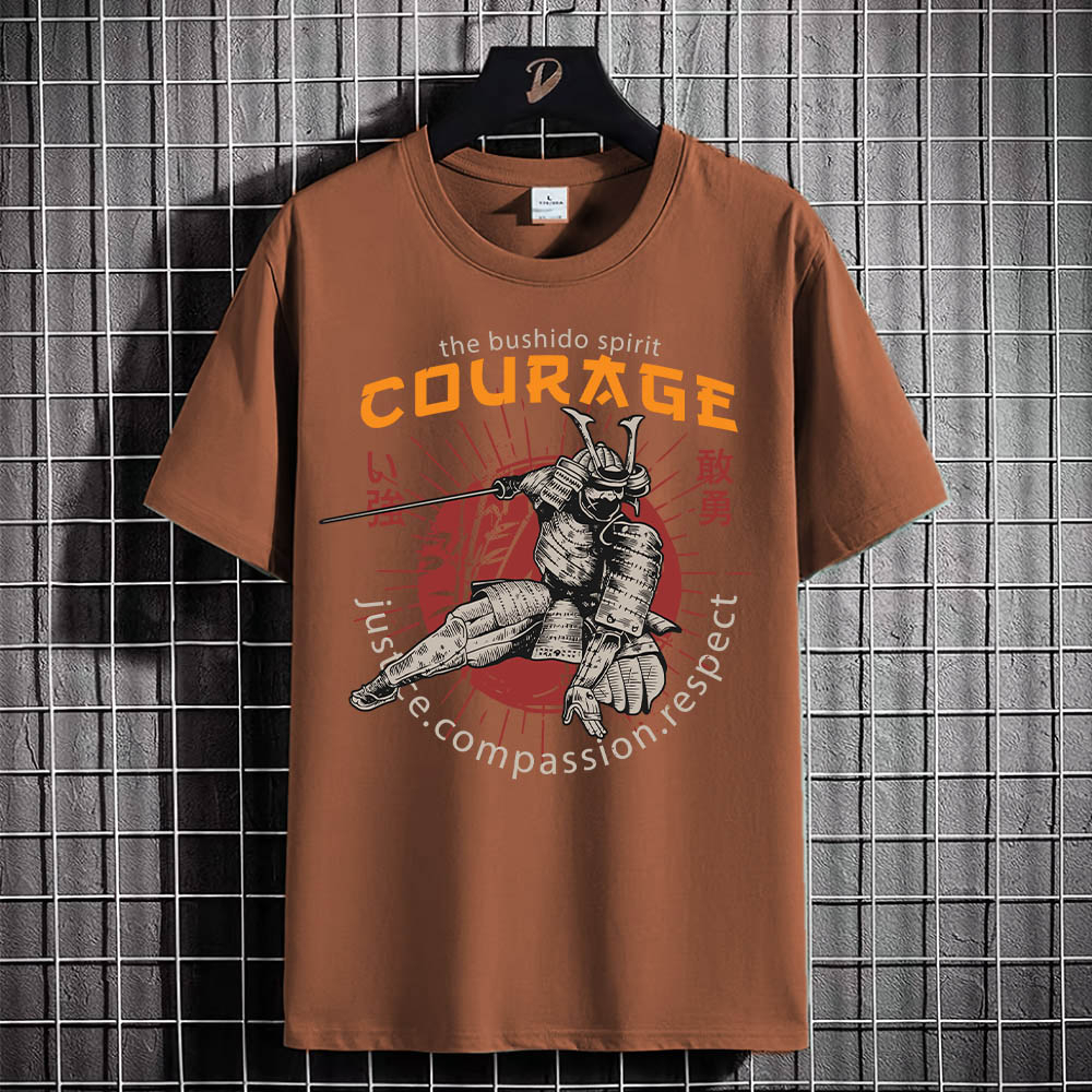 Kaos Tshirt Pria Baju COURAGE SAMURAI Distro Basic Lengan Pendek Cowok Kasual DTF