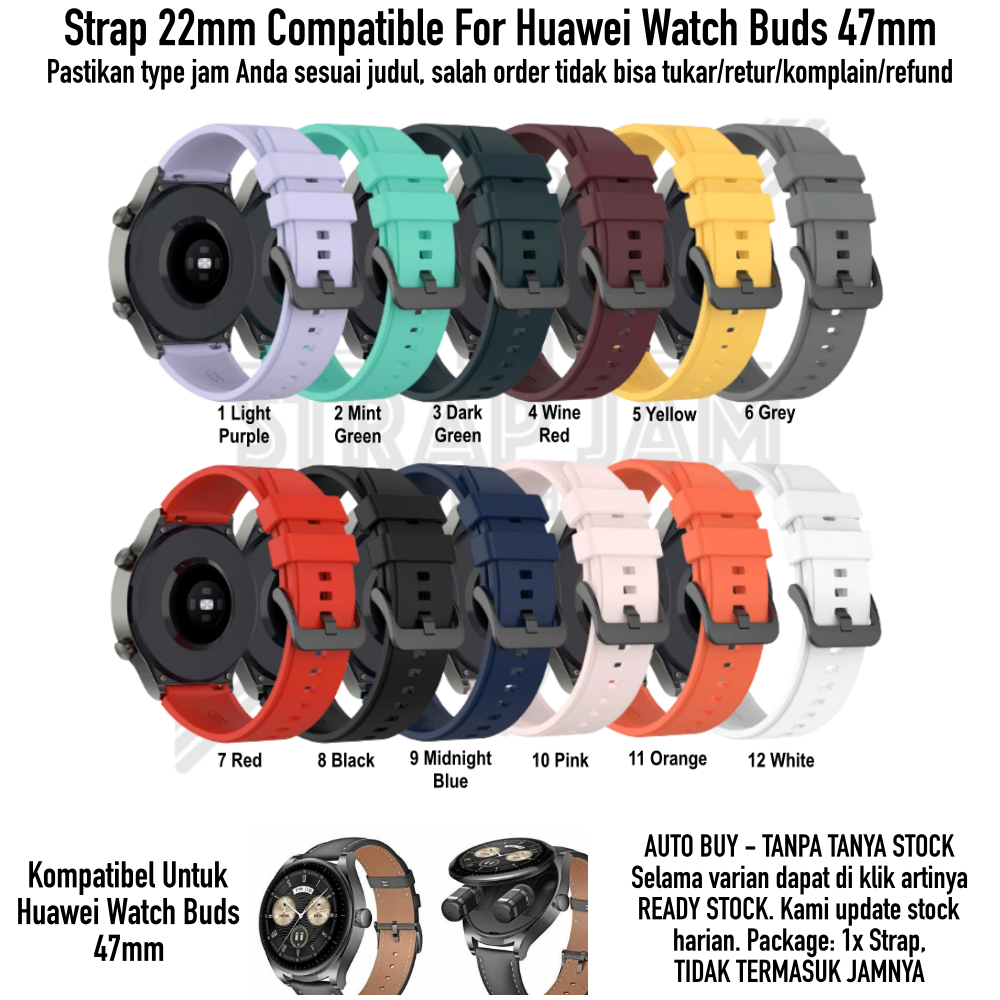 T2P Strap 22mm Untuk Huawei Watch Buds 47mm - Tali Jam Tangan Pin Quick Release