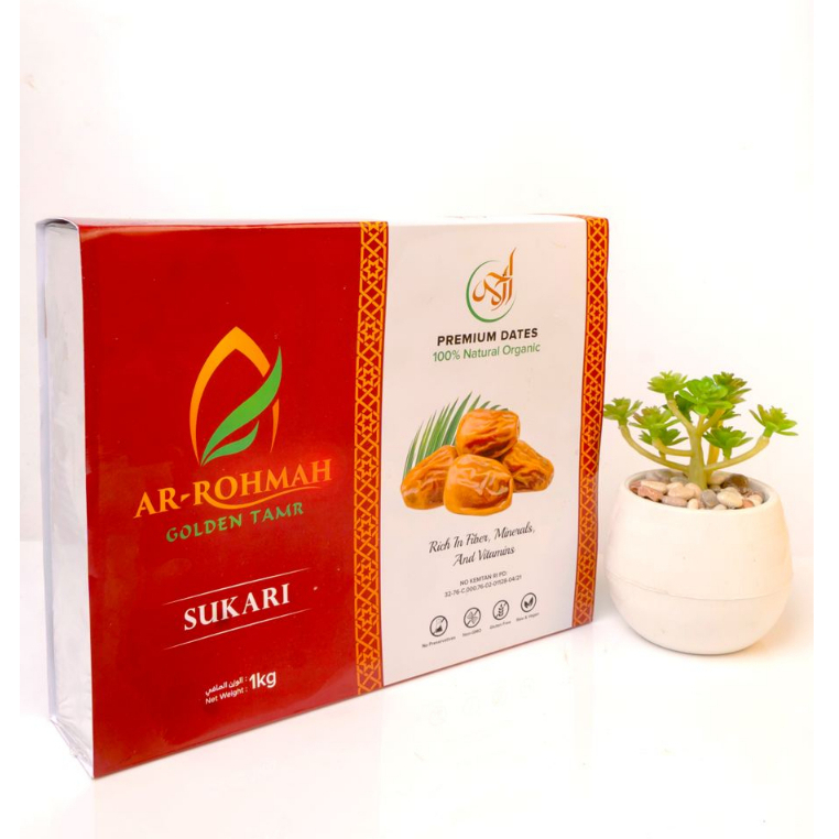 

Kurma Sukari Ar Rohmah Golden Tamr 1Kg Super Premium Quality Terbukti Nikmat Lezat Manis & Empuk