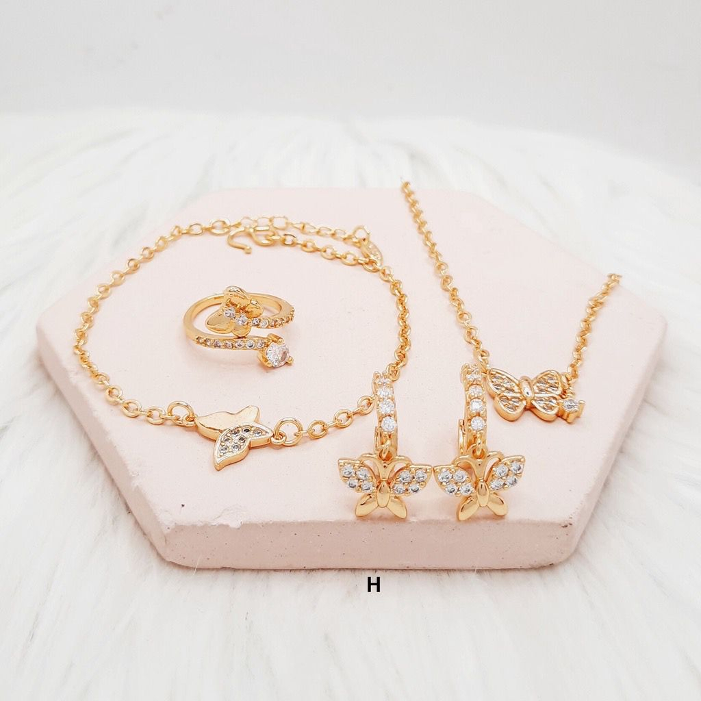 Xuping Set Wanita Perhiasan Kalung Anting Gelang Lapis Emas - BS026