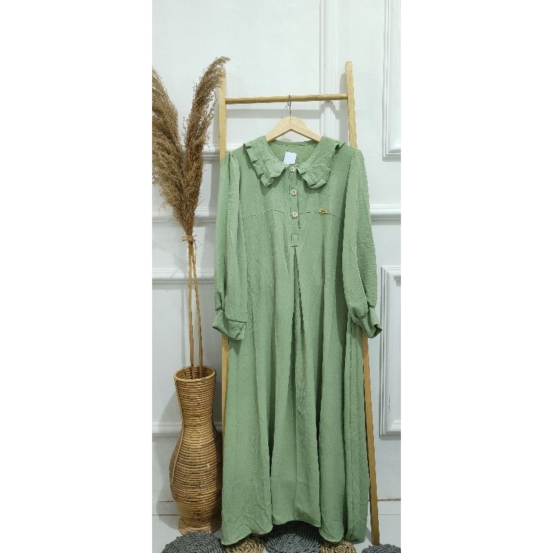 Gamis Crinkle Sage Green/Gamis Lebaran sage