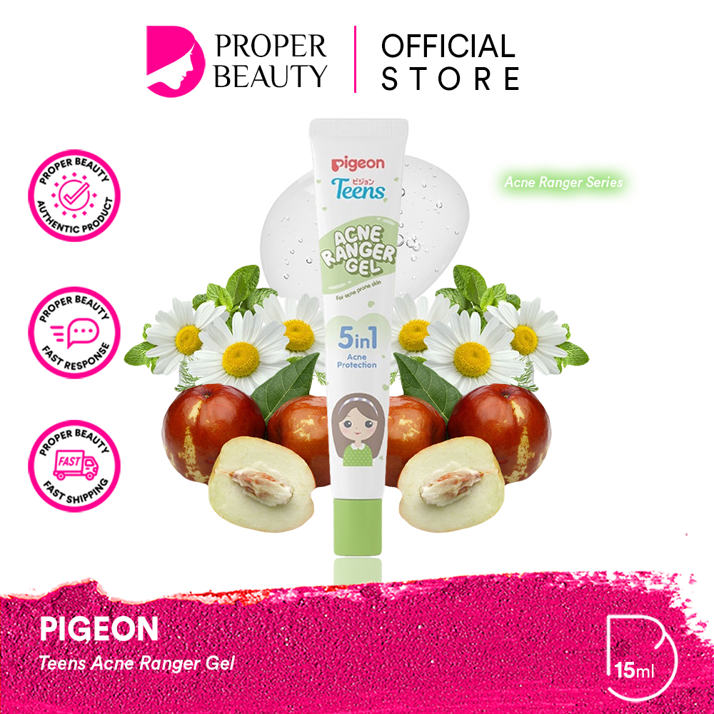 PIGEON Teens Acne Ranger Gel Indonesia / Gel Jerawat 15ml / 5in1 Acne Protection / For Acne Prone Skin / Obat Totol Berjerawat Ampuh Acnes / Skincare Face Care Series Anak Remaja / Facial Wash Foam Essence Toner Serum Moisturizer Spot Cream Krim Patch