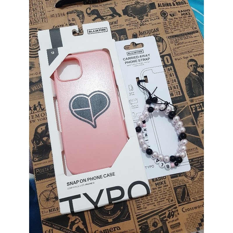 Ready Stock Bundle Typo x Blackpink Case Iphone 13 + Phone Strap