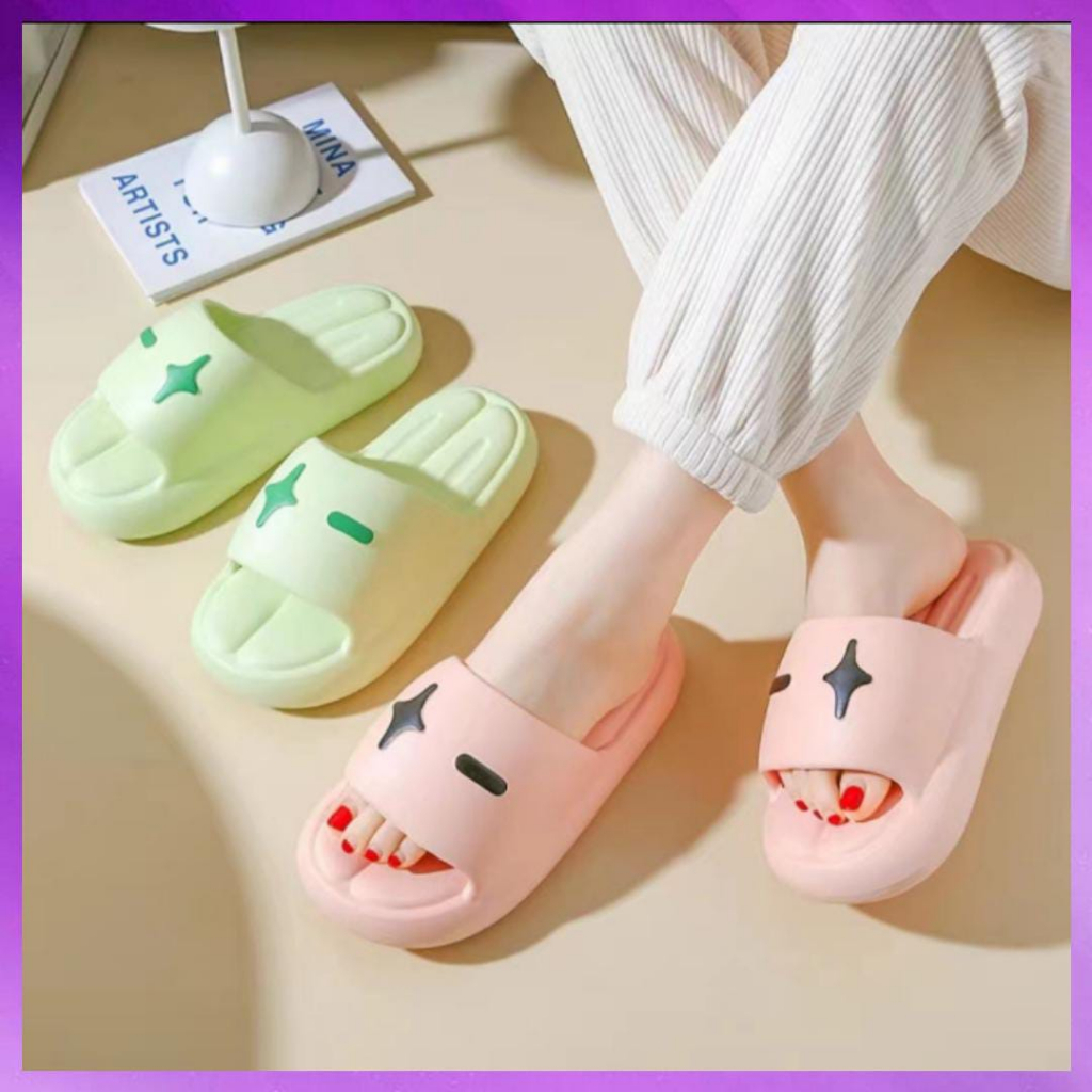 Sandal Jelly Slop Wanita EVA Sandal Kamar Mandi Anti Licin Selop Nyaman Slipper Korea Soft Rubber Non Slip Flip Flop Sandal Rumah Sendal Kekinian Selop Comfortable PVC 323