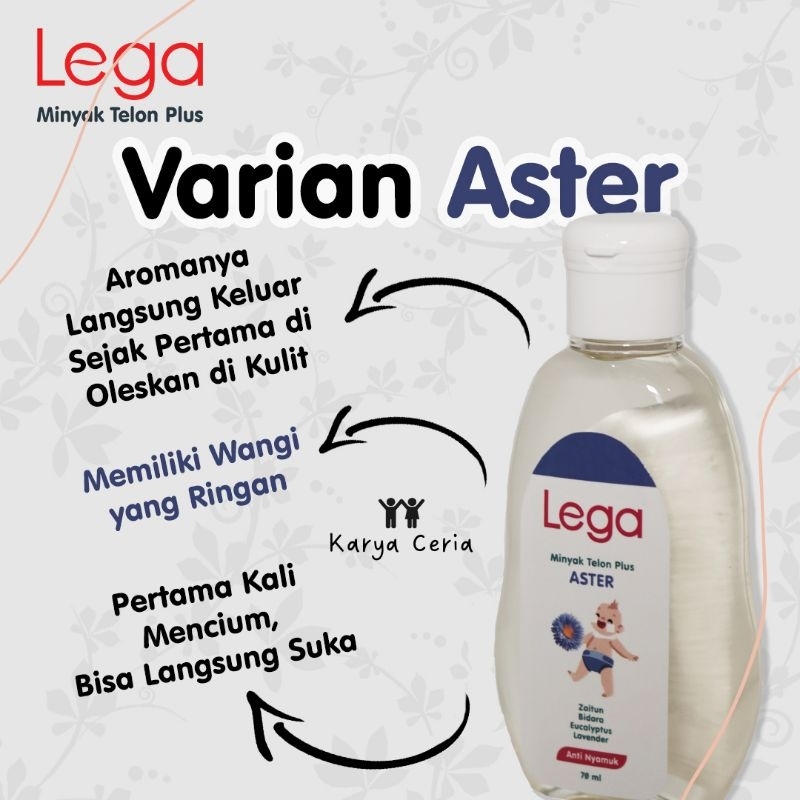 LEGA Minyak Telon Plus Aster Biru Anti Gigitan Nyamuk ukuran 70 ml Harum Wangi Baik Buat Kulit Bayi