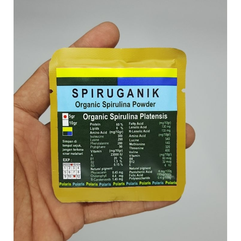 SPIRUGANIK / Spirulina Organik Food grade Mempercepat pigmentasi warna Campuran Pakan ikan hias 5 gram