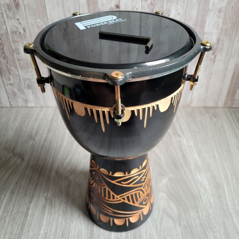 Kendang Gendang Jimbe Darbuka Pakai Mika 8 Inch Ukir Super Black Berkualitas