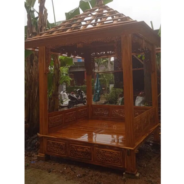 Gazebo kayu jati minimalis 2m x 2m