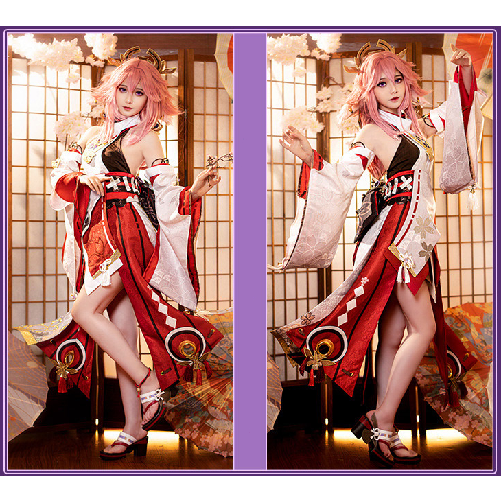 Genshin Impact Yae Miko Cosplay Costume s-xl Size Game Yae Miko Cosplay Halloween Party Costumes