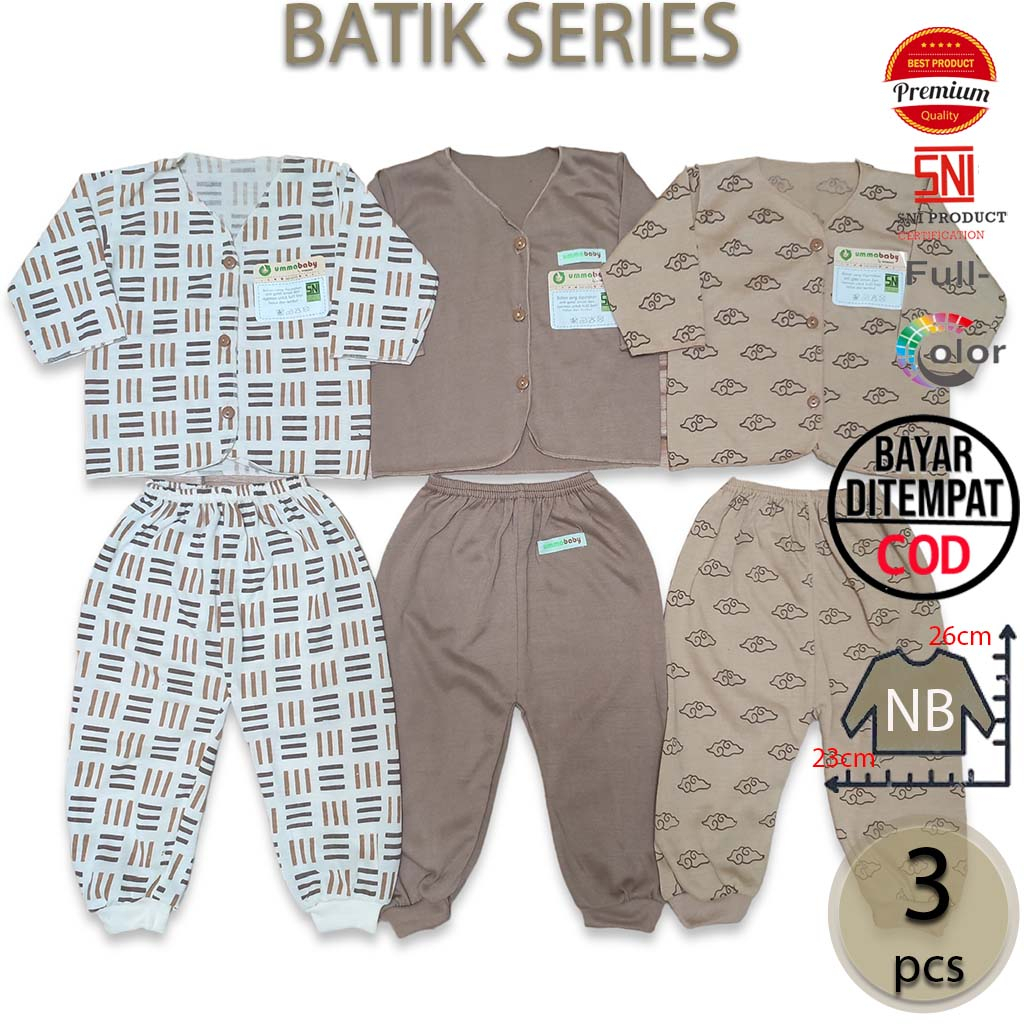 BATIK Isi 6 pcs Baju Bayi Celana Bayi 3 Set Baju Lengan Pendek Perlengkapan Bayi Baru Lahir Gift Set Baby Newborn Kado Murah