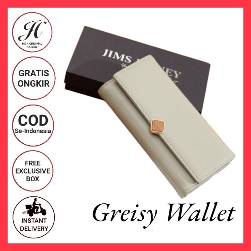 Dompet Lipat Jimshoney Greisy Wallet Free Box - Dompet Panjang Wanita berbahan Kulit